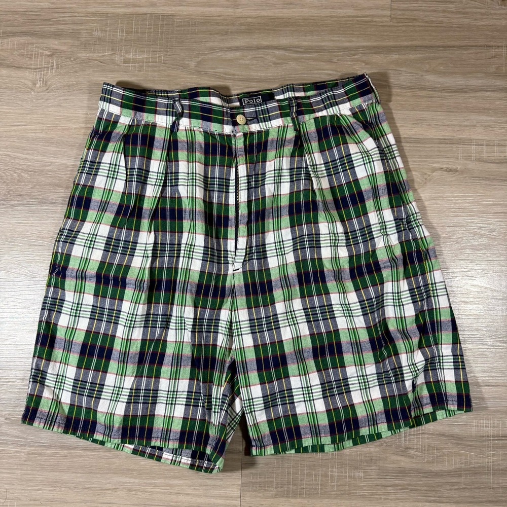 Polo Ralph Lauren Madras Plaid Shorts Mens 34 Vintage USA Made The Classic Golf